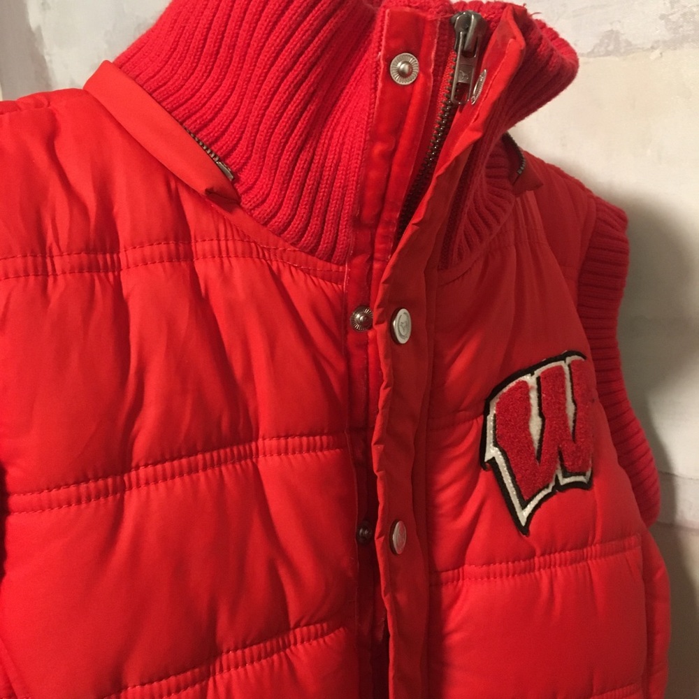Wisconsin Badgers Buffalo Plaid Down Vest, Size M